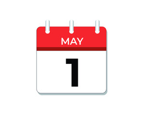 May, 1st calendar icon vector, concept of schedule, business and International Workers' Day
