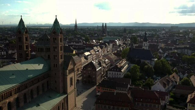 Aerial view on Speyer in Rhineland Palatinate, Germany
