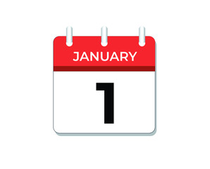 January, 1st calendar icon vector, concept of schedule, business and new year
