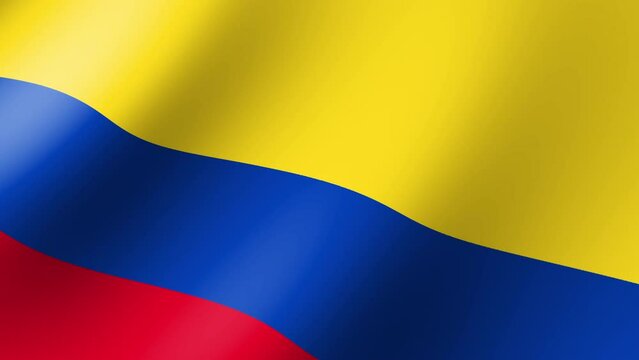 The flag of Colombia flutters in the wind. Seamless Animation 3D
