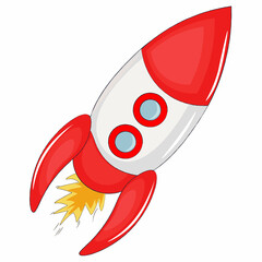 illustration of cartoon red rocket