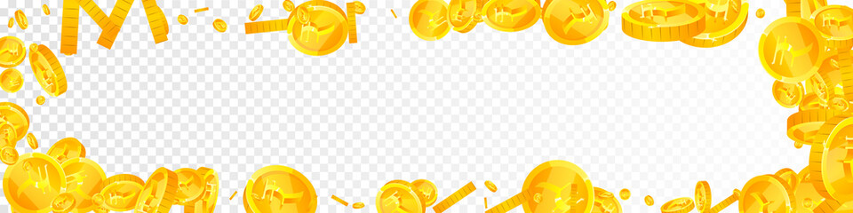 Indian rupee coins falling. Classy scattered INR coins. India money. Trending jackpot, wealth or success concept. Vector illustration.