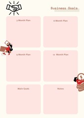 Business Goals planner sheet, Minimal and simple digital planner template