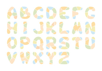 Cute colorful English alphabet. Hand Drawn. Freehand drawing. Doodle. Sketch. Outline.	