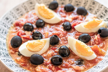 Ensalada Murciana or Mojete, humble dish of the gastronomy of Murcia (Spain)