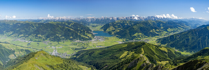 Naklejka premium Panoramic view of the Salzburg mountains in summer , Zell am See, Pinzgau, Salzburger Land, Austria, Europe