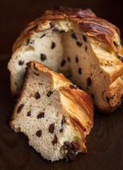 sliced Easter cake with raisin
