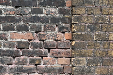 Textur einer alten rustikalen Ziegelsteinmauer