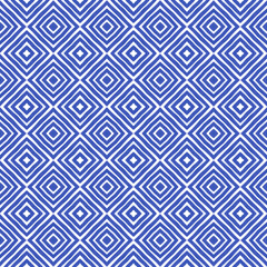 Mosaic seamless pattern. Indigo symmetrical