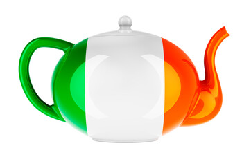 Teapot with Irish flag, 3D rendering