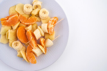 Fruit salad isolated on white background