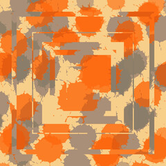 Abstract background with frames. Orange and gray spots on a beige background. Vector illustration.