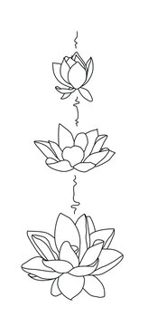 A lotus flower on a white background. Tattoo in the style of a lotus. A lotus image for the logo. A symbol of Buddhism. Flower illustration. Vector.
