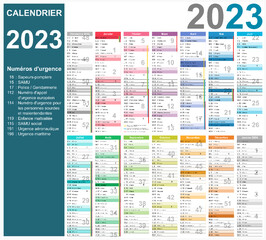 Obraz premium Calendrier 2023 14 mois avec vacances 2023 entièrement modifiable via calques