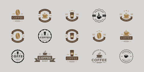set of coffee emblem logo design.