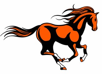 Running red horse, vector image, isolated on white background.