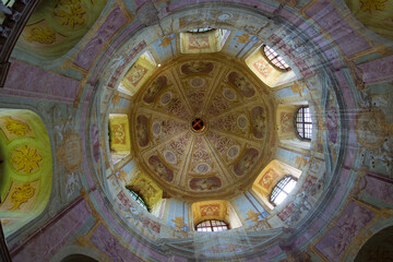 Fototapeta na wymiar Inside of Church of Saint Joseph and the Exaltation of the Holy Cross, Pidhritsi, Ukraine.