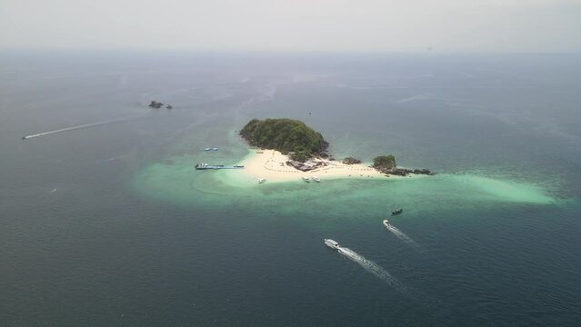 The aerial views of Koh Khai Nok and Koh Khai Nui islands in Thailand