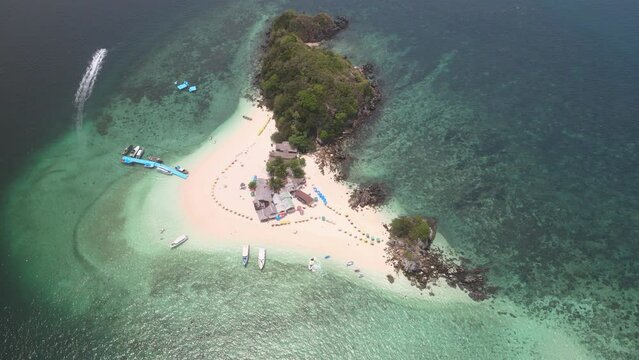 The aerial views of Koh Khai Nok and Koh Khai Nui islands in Thailand