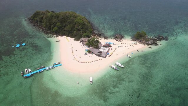 The aerial views of Koh Khai Nok and Koh Khai Nui islands in Thailand