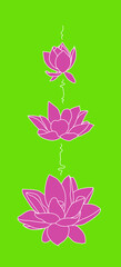 Vector of pink lotus flower. Logo in the style of a lotus flower. Pink lotus postcard. Floral design.