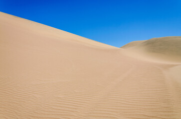 Fototapeta na wymiar Desert with dunes and clear blue sky - Dunas de Ica, Desierto De Ica, Peru