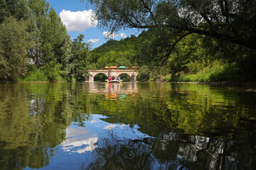 historical river Werra bridge in Creuzburg