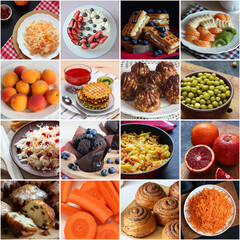 collage of different photos of delicious food.