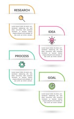 Vertical infographic design with icons and 4 options or steps. Thin line. Infographics business concept. Can be used for info graphics, flow charts, presentations, mobile web sites, printed materials.