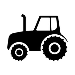 Wheeled farm tractor icon. Black silhouette. Side view. Vector simple flat graphic illustration. Isolated object on a white background. Isolate.