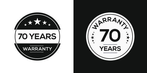 Fototapeta na wymiar 70 years warranty seal stamp, vector label.