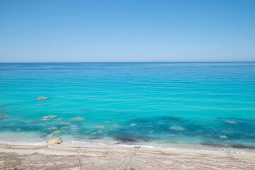 Turquoise sea at Lefkada island during summer in Greece