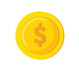 Dollar Golden Coin Icon Isolated Illustration Penny Currency Money Gaming Asset