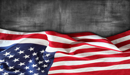 American flag on grey background