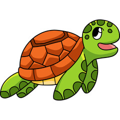 Sea Turtle Cartoon Colored Clipart Illustration