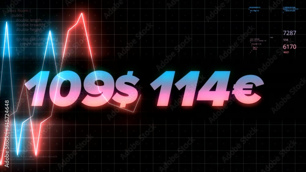 Poster neon abstract charts with changing values of check points on a dark background. motion. animation wi