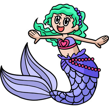 Singing Mermaid Cartoon Colored Clipart 