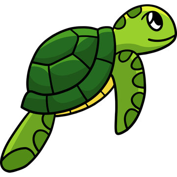 Sea Turtle Cartoon Colored Clipart Illustration