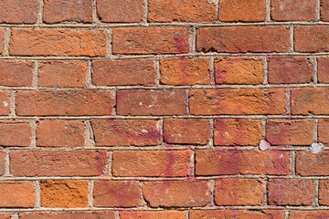 Old red brick wall, beautiful texture, close-up