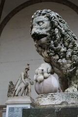 lion statue close-up