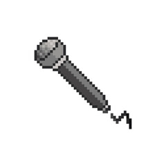 Microphone vector icon.  Pixel art. 8 bit logo. eps10