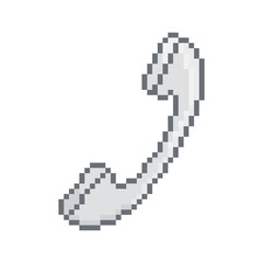 Gray phone vector icon. Pixel art. 8 bit logo. eps10
