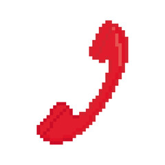Red phone vector icon. Pixel art. 8 bit logo. eps10