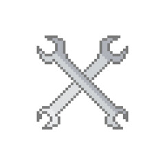 Fototapeta premium Crossed wrenches icon. Repair concept. Pixel art. 8 bit logo. eps10