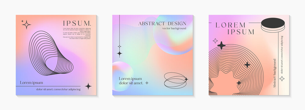 Vector mesh gradient backgrounds with wireframe geometric shapes and futuristic spheres.Abstract illustrations in y2k aesthetic.Pastel colors.Trendy minimalist designs for banners,social media,covers.