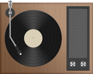 Vintage record player vector illustration isolated on white