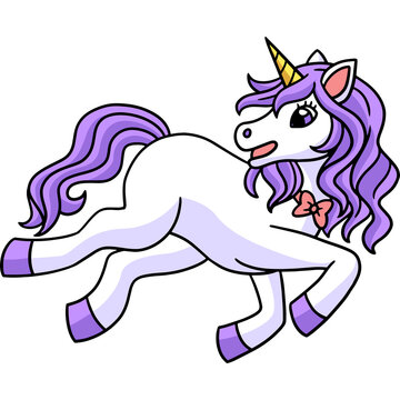 Playing Unicorn Cartoon Colored Clipart