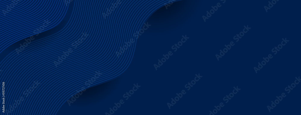 Poster modern wave curve abstract dark blue background, blending curve lines wave. vector illustration.