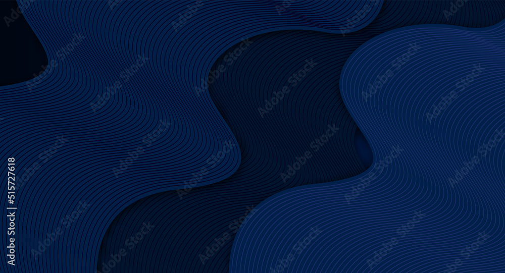 Poster modern wave curve abstract dark blue background, blending curve lines wave. vector illustration.