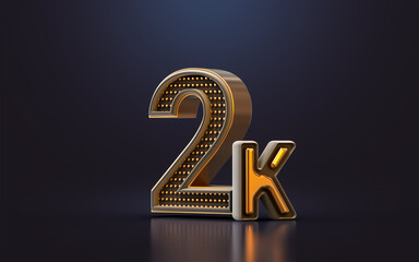gold luxury Thank you for 2k followers online social banner happy celebration 3d render